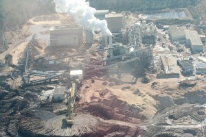 Aerial shot of Enviva wood pelleting plant in Ahoskie, N.C., a facility similar, according to Emily Zucchino of Dogwood Alliance, to the plant proposed in Winnsboro. (Photo/Dogwood Alliance)