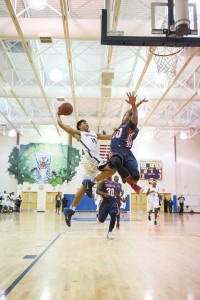 Khalil Shakir-Harris (15) attacks the basket for the Bengals. (Photo/Kristy Kimball Massey)