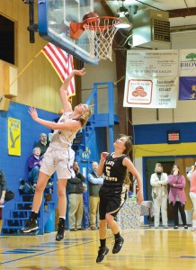 Jaycie Johnson with the easy layup for the Lady Eagles. (Photo/Ross Burton)