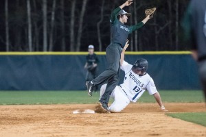 Aiden Massey (13) goes in hard at second Tuesday vs. Dutch Fork. (Photo/Kristy Kimball Massey)