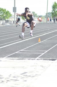 Akyel Richmond takes the top spot in the long jump. (Photo/DeAnna Robinson)