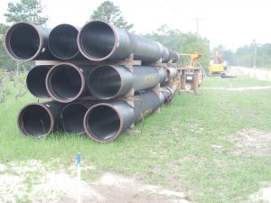 The 2-1/2 foot sewer line being constructed for Palmetto Utilities along Langford Road will accommodate growth in Blythewood and the surrounding county.