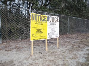 Two notices recently popped up at the intersection of Rimer Pond Road and Longtown Road West announcing two hearings for a request for commercial zoning for 5.23 acres across from Blythewood Middle School. The first hearing is scheduled for the Richland County Planning Commission on Monday, Feb. 6. The second is scheduled for the Richland County Council on Tuesday, Feb. 28. (Photo/Barbara Ball)