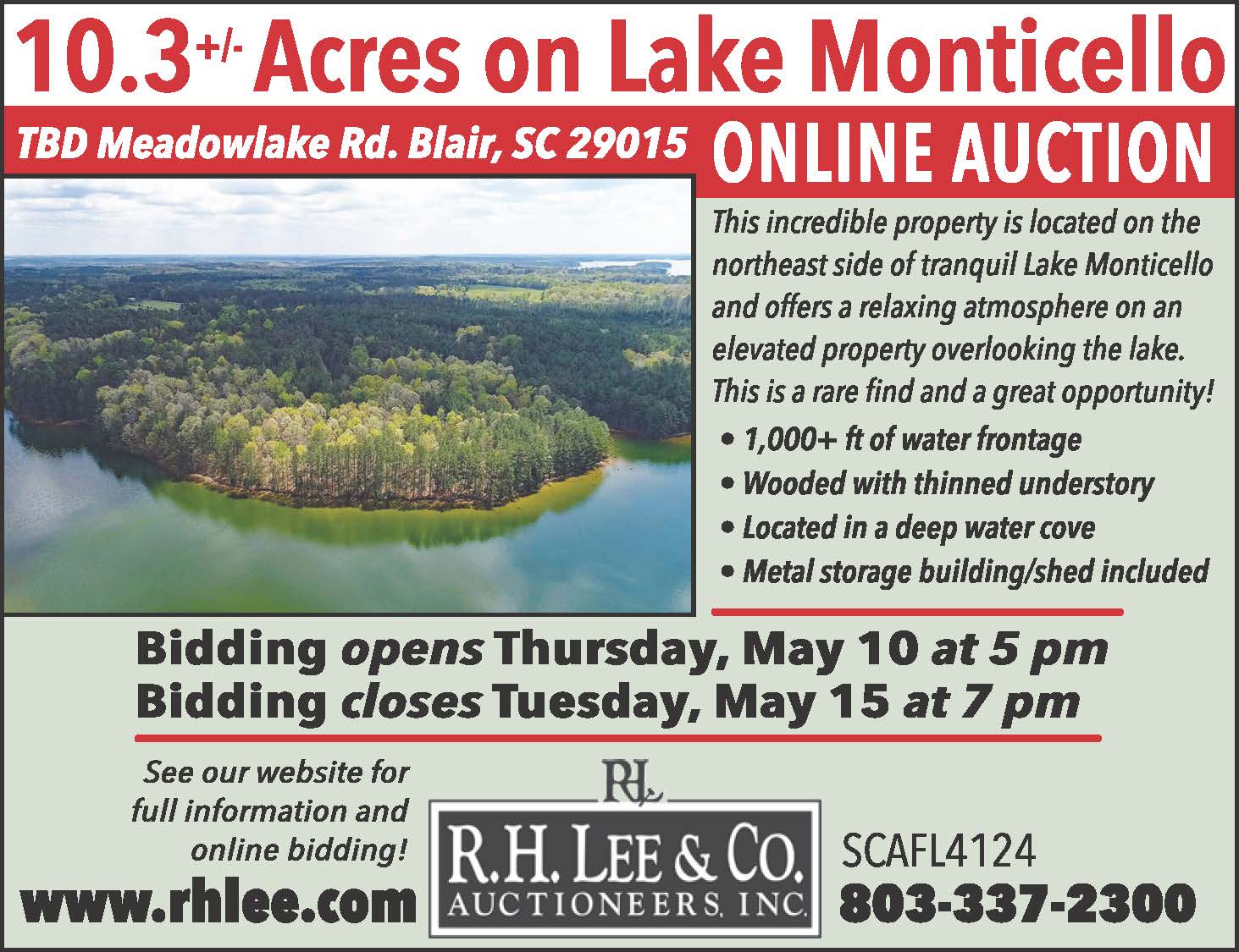 Online Property Auction - Lake Monticello: +/- Acres | The Voice of  Blythewood & Fairfield County